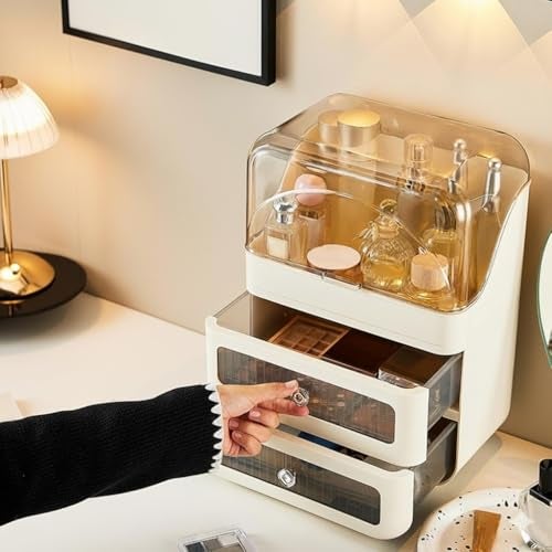 Niyam Makeup Organiser Storage Box for Countertop Cosmetics, Skincare and Beauty Case with Clear Led Display for Easy Visibility and Drawers for Vanity, Dresser Retro Lipstick Holder (Mkup ST) - Image 3