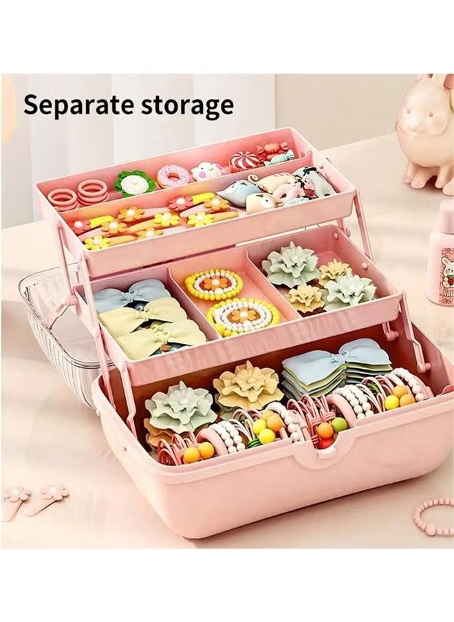 1pc Cute Bow Hair Clips Organizer For Toddler Girl Kids,Hair Accessories Holder For Girls , 3 Layers Foldable Hair Accessories Storage Box With Handle Plastic Makeup Jewelry Holder - pzsku/Z1240AFE7EB7DC7EBCEECZ/45/_/1730537391/33bea4fb-96e9-4e48-a3d9-76ff9c2b90c9