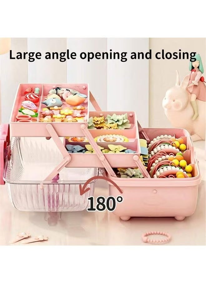 1pc Cute Bow Hair Clips Organizer For Toddler Girl Kids,Hair Accessories Holder For Girls , 3 Layers Foldable Hair Accessories Storage Box With Handle Plastic Makeup Jewelry Holder - pzsku/Z1240AFE7EB7DC7EBCEECZ/45/_/1730537392/d769db8d-2132-4d70-9d0e-e54f5858339c