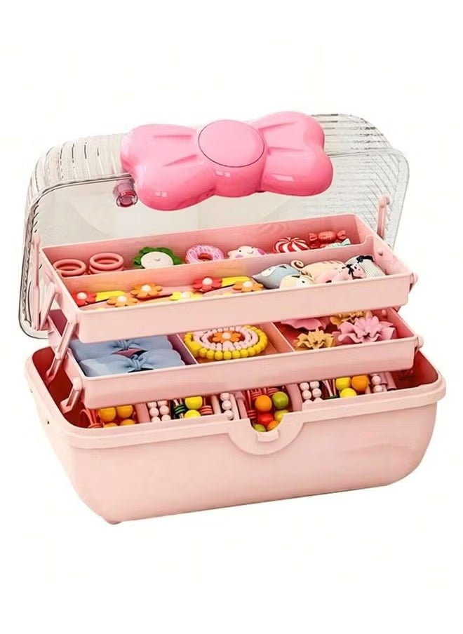 1pc Cute Bow Hair Clips Organizer For Toddler Girl Kids,Hair Accessories Holder For Girls , 3 Layers Foldable Hair Accessories Storage Box With Handle Plastic Makeup Jewelry Holder - pzsku/Z1240AFE7EB7DC7EBCEECZ/45/_/1730537422/8105dc19-b5ab-4245-92bf-3172d7dad2fd