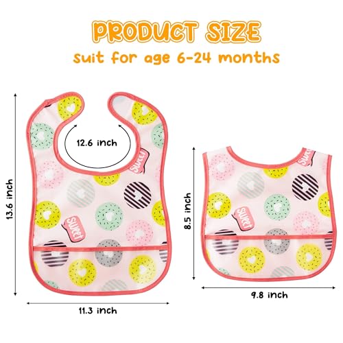 2ooya 6Pcs Baby Feeding Bibs with Crumb Catcher Pocket Adjustable Waterproof Sleeveless Teething Bib Set Toddler Infant Keepsake Gift for Baby Shower, 6-24 Months - Image 2