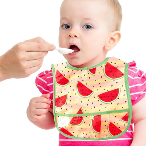 2ooya 6Pcs Baby Feeding Bibs with Crumb Catcher Pocket Adjustable Waterproof Sleeveless Teething Bib Set Toddler Infant Keepsake Gift for Baby Shower, 6-24 Months - Image 4