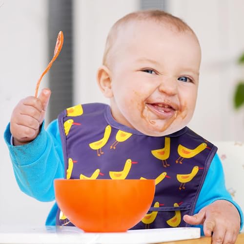 2ooya 6Pcs Baby Feeding Bibs with Crumb Catcher Pocket Adjustable Waterproof Sleeveless Teething Bib Set Toddler Infant Keepsake Gift for Baby Shower, 6-24 Months - Image 5