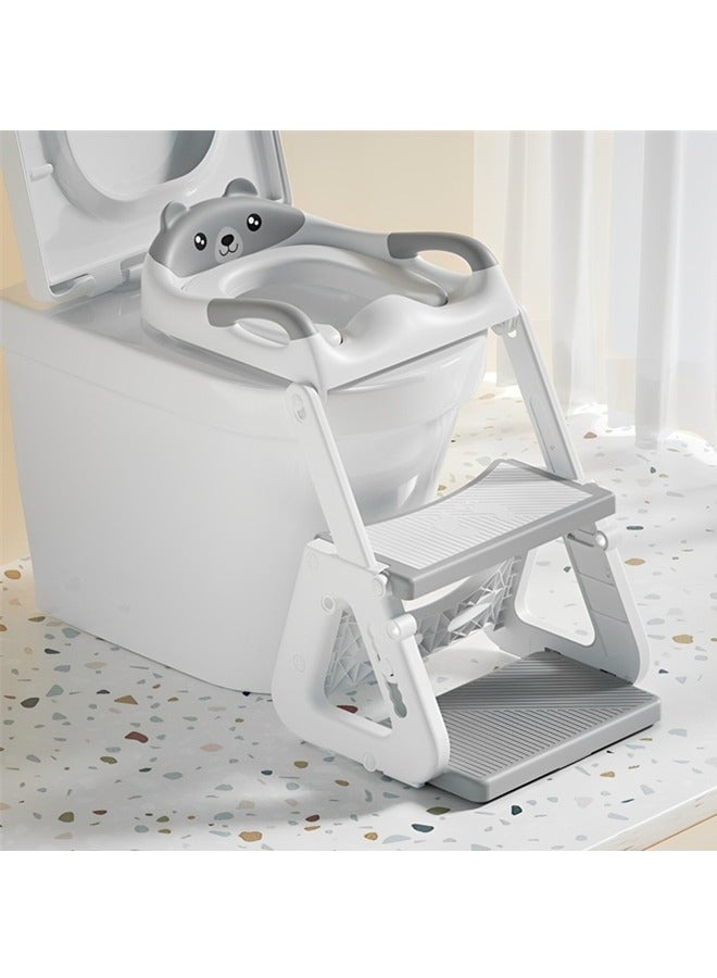 2-in-1 Toddler Potty Training Toilet Seat with Step Stool Ladder,Detachable Triangular Base,Adjustable Height,Anti-Slip Pad,Soft PU Seat Cushion,Foldable Design