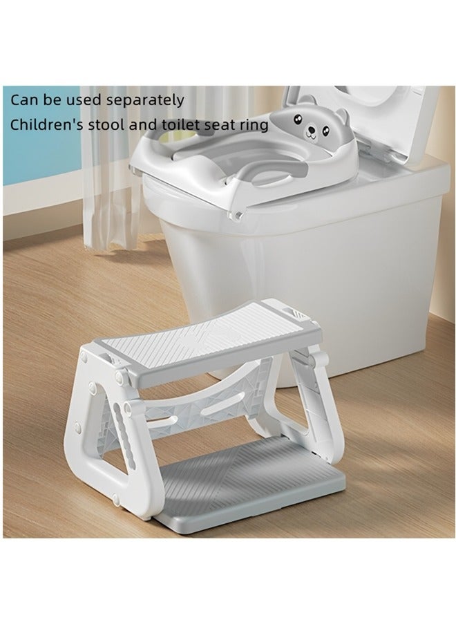 Beauenty 2-in-1 Toddler Potty Training Toilet Seat with Step Stool Ladder,Detachable Triangular Base,Adjustable Height,Anti-Slip Pad,Soft PU Seat Cushion,Foldable Design - Image 4