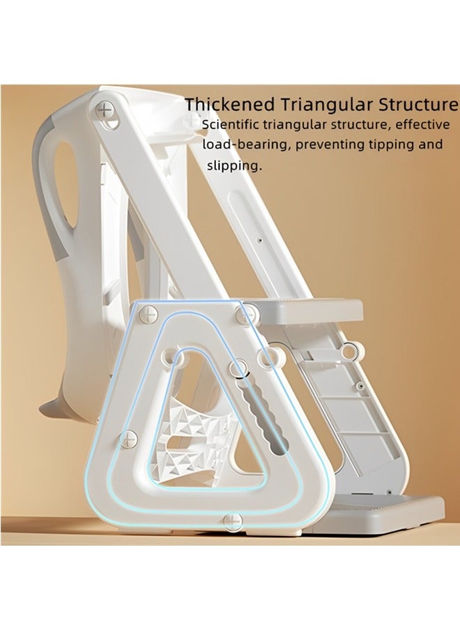 Beauenty 2-in-1 Toddler Potty Training Toilet Seat with Step Stool Ladder,Detachable Triangular Base,Adjustable Height,Anti-Slip Pad,Soft PU Seat Cushion,Foldable Design - Image 2