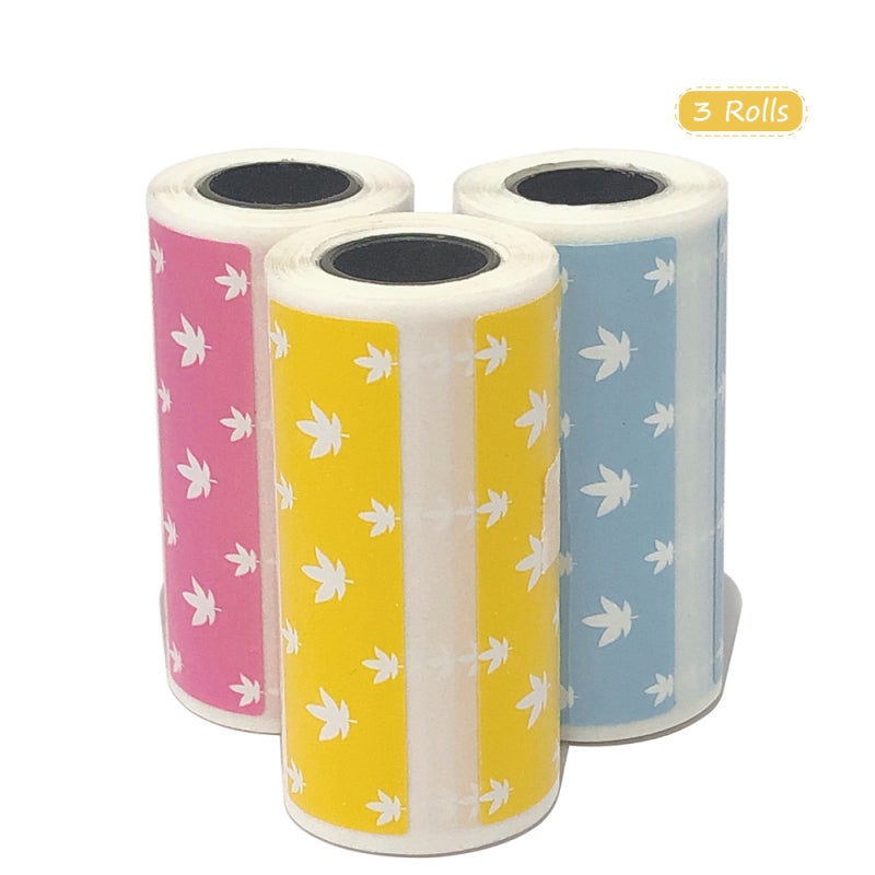 Cute Cartoon Direct Thermal Labels Roll 57*30mm(2.17*1.18in) Strong Adhesive Sticker Clear Printing for PeriPage A6 Pocket BT Thermal Printer, 3 Rolls - Image 1