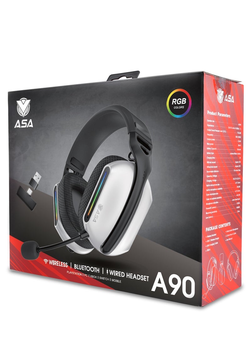 ASA - BT Wireless Gaming Headset, Lightweight, 7.1 Surround Sound, 40MM Drivers, Detachable Microphone, Multi Platforms for PC, PS5/4, Xbox, Switch & Mobile - Image 1