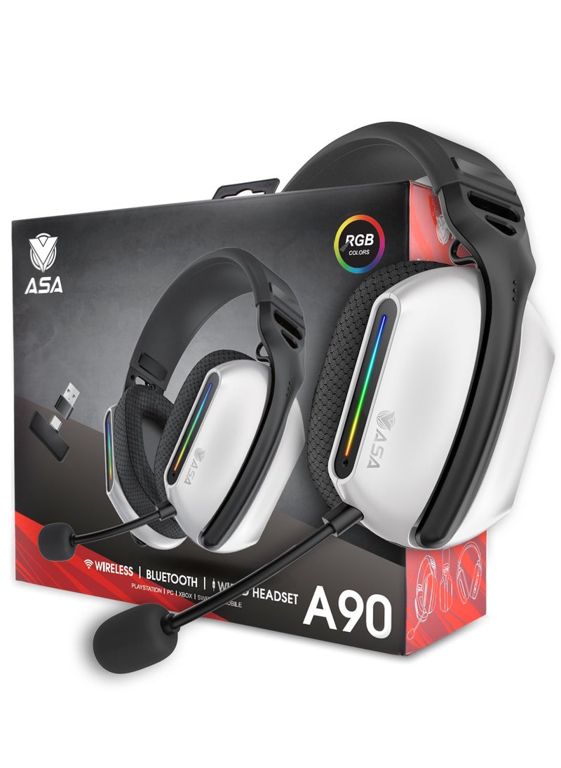 ASA - BT Wireless Gaming Headset, Lightweight, 7.1 Surround Sound, 40MM Drivers, Detachable Microphone, Multi Platforms for PC, PS5/4, Xbox, Switch & Mobile - Image 1