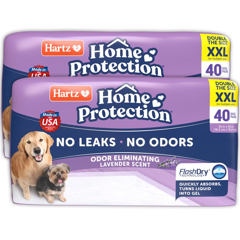 Hartz Home Protection Lavender Scented USA Made Dog Pads XXL 80 Count Super Absorbent Wont Leak Odor Eliminating