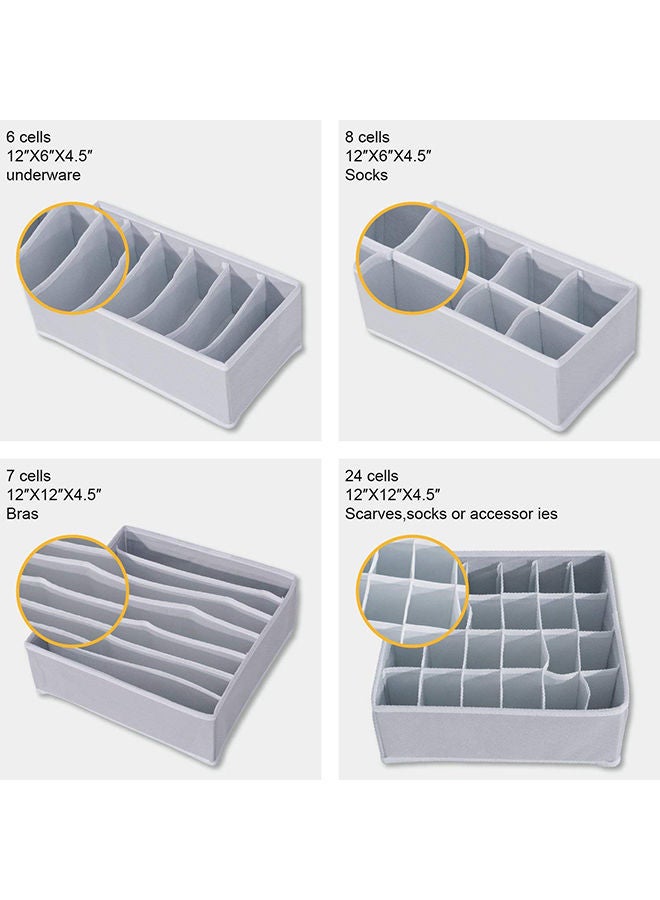 NIBEMINENT 4-Piece Underwear Organizer Storage Box Set Grey - Image 2