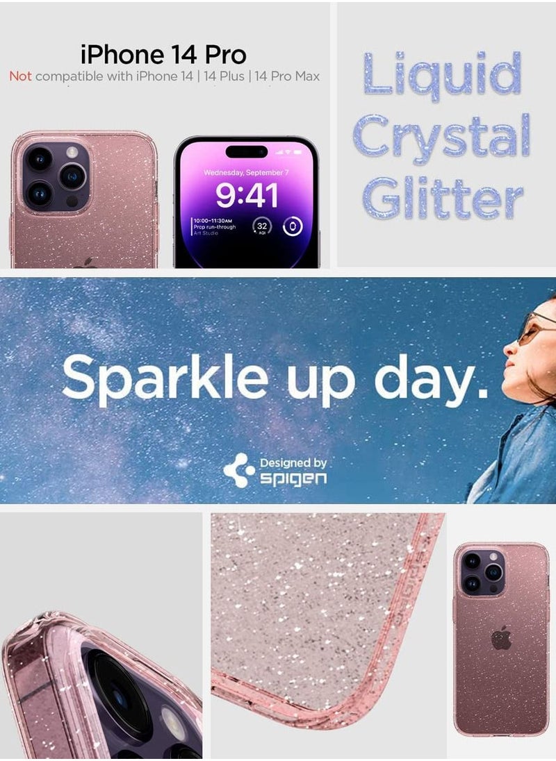 Liquid Crystal Glitter iPhone 14 Pro Case Cover- Rose Quartz
