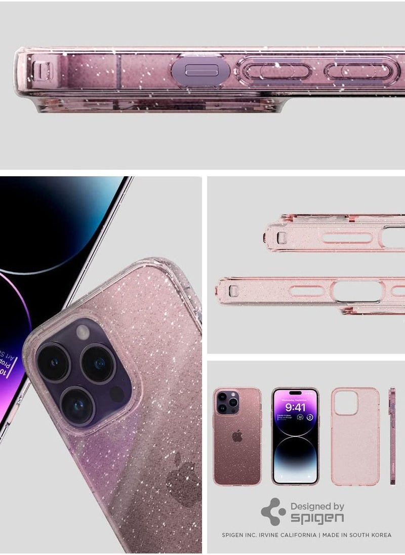 Liquid Crystal Glitter iPhone 14 Pro Case Cover- Rose Quartz