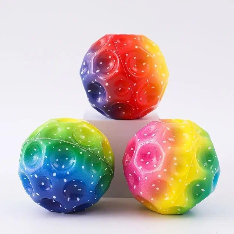 ROYALS Random Colour Moon Balls for Kids Astro Jump Rubber Space Pop Bouncing Stress Relief Jumping Moonball Children Sensory for Kids Adult Pets Outdoor Indoor Play (Pack 3) - Image 3