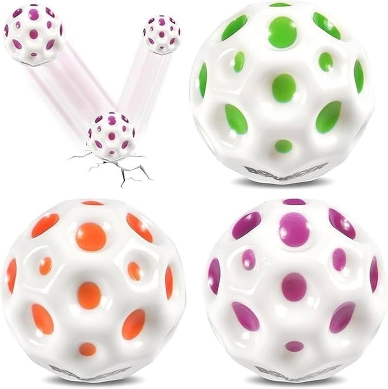 ROYALS Random Colour Moon Balls for Kids Astro Jump Rubber Space Pop Bouncing Stress Relief Jumping Moonball Children Sensory for Kids Adult Pets Outdoor Indoor Play (Pack 3) - Image 2