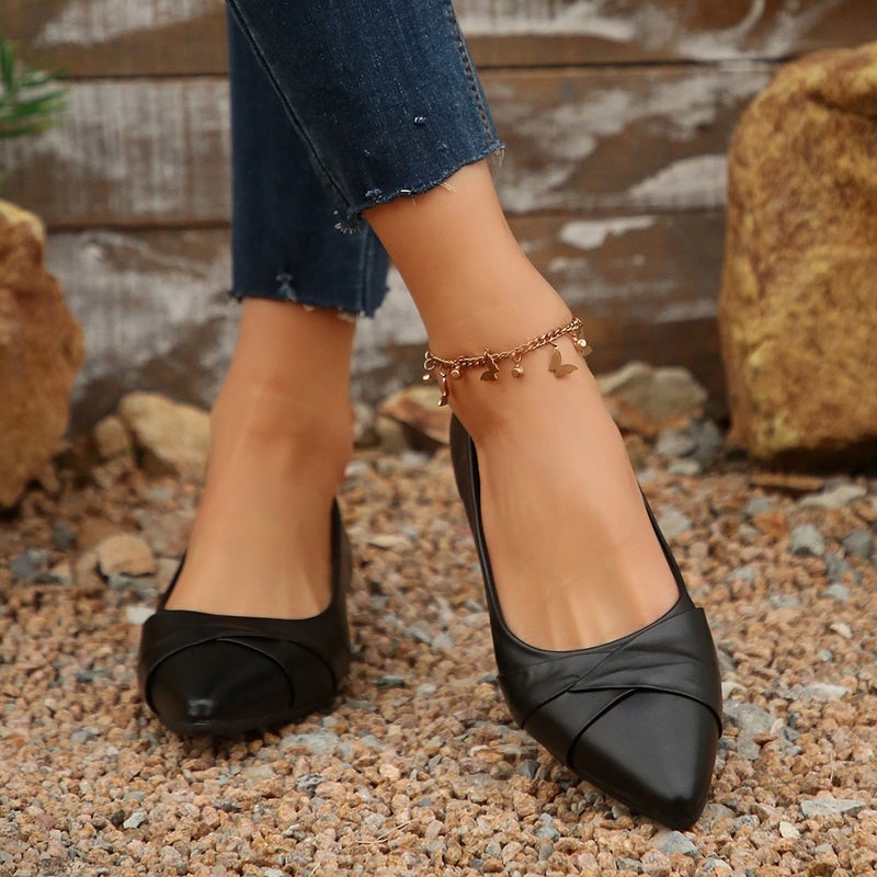 أحذية مسطحة بكعب منخفض بحجم كبير 2025 للتصدير مع نعال ناعمة لن تتعب قدميك بعد الوقوف لفترة طويلة، أحذية عمل سوداء احترافية، مسطحة - Image 3