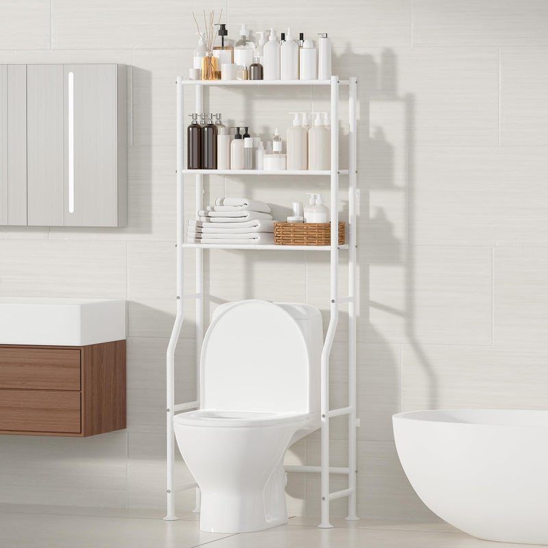 ASCENREST 3-Tier Over The Toilet Storage, Freestanding Metal Bathroom Shelves, Space Saver Above The Over Toilet Storage Shelf for Bathroom (White) - Image 1