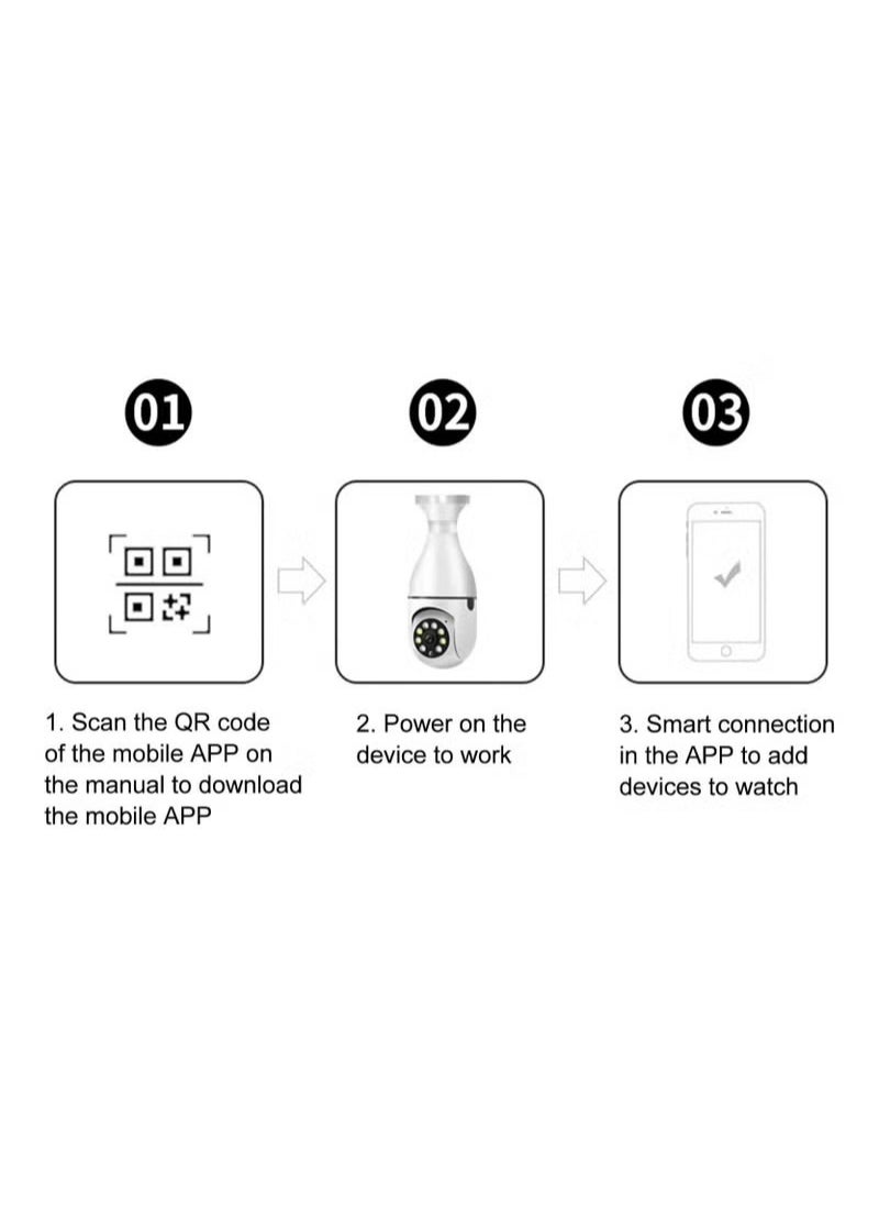 ماركة غير محددة - كاميرا مراقبة WiFi لاسلكية بزاوية 360 درجة أمان عالي - Image 1