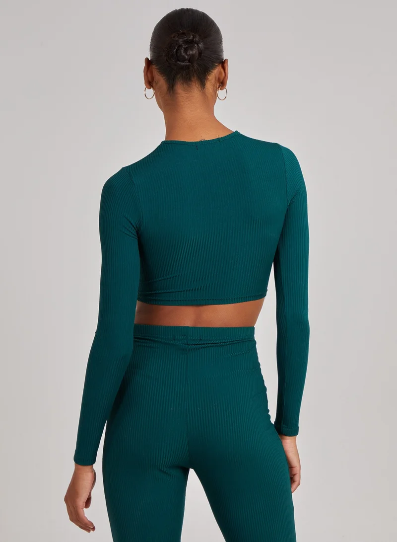 Pink Vanilla Ribbed Long Sleeve Letterbox Top