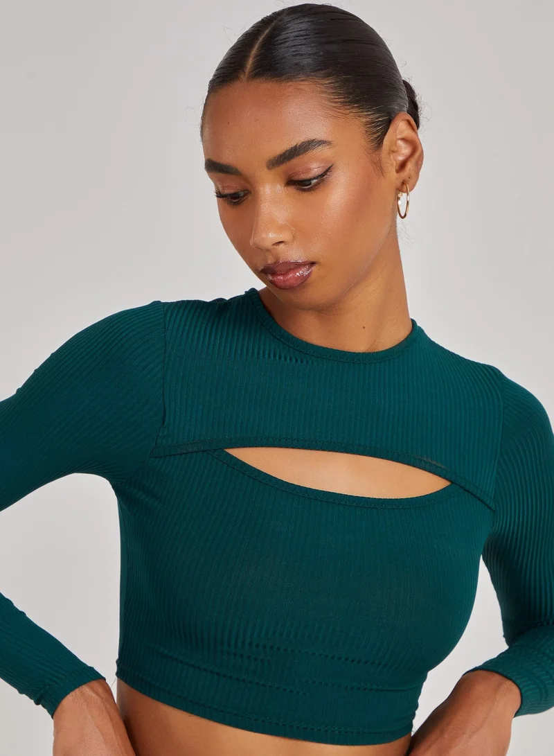Pink Vanilla Ribbed Long Sleeve Letterbox Top