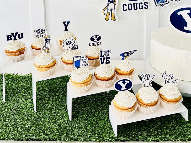 PartyKandy BYU Cougars Cupcake Toppers (24 Pcs) BYU Party Supplies for Football Tailgating  Birthday Parties  Graduation Party Decorations Brigham Young University Party Decor BYU Merchandise (BYU Cougars) - Image 3