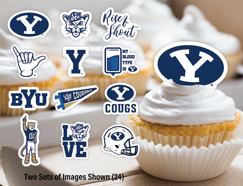 PartyKandy BYU Cougars Cupcake Toppers (24 Pcs) BYU Party Supplies for Football Tailgating  Birthday Parties  Graduation Party Decorations Brigham Young University Party Decor BYU Merchandise (BYU Cougars) - Image 4