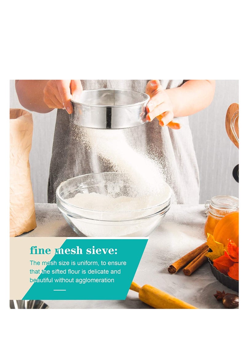 MARKQ Flour Sieve, Set of 6 Stainless Steel Fine Mesh Sifter for Baking Cooking Icing Sugar Strainer, 5.6 Inch, 6.9 Inch, 7.7 Inch, 8.1 Inch, 9.3 Inch, 10.6 Inch  - Image 4