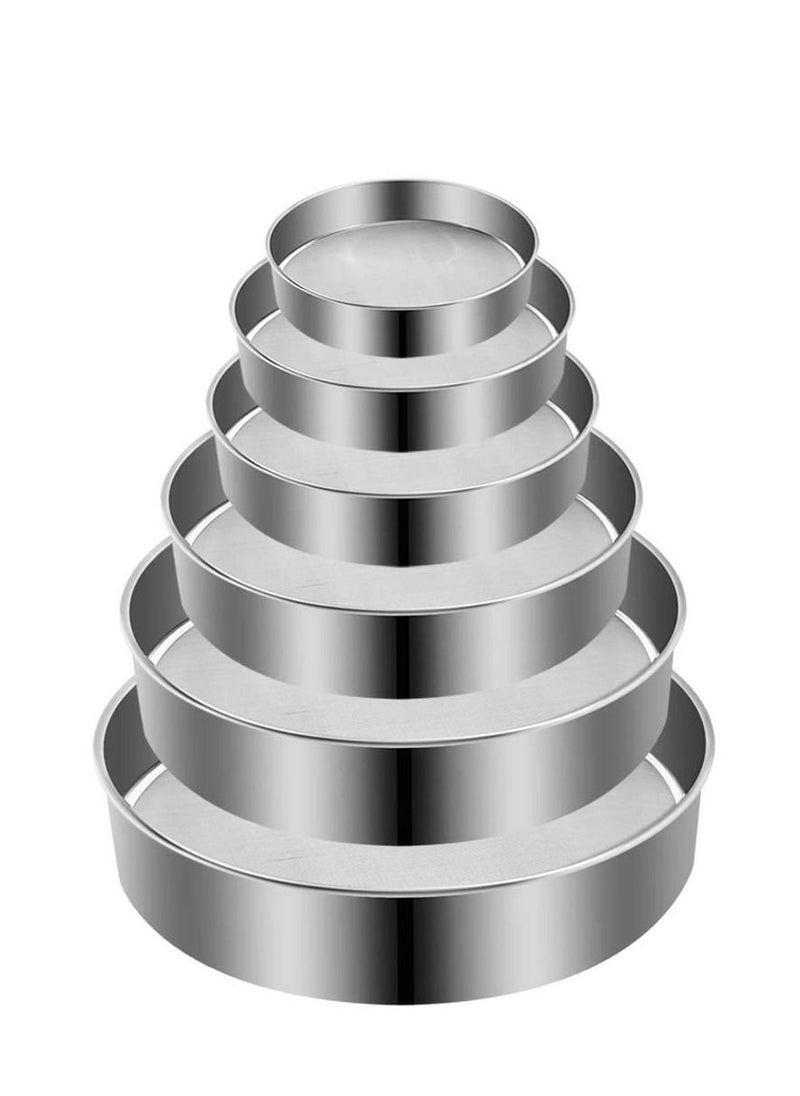 MARKQ Flour Sieve, Set of 6 Stainless Steel Fine Mesh Sifter for Baking Cooking Icing Sugar Strainer, 5.6 Inch, 6.9 Inch, 7.7 Inch, 8.1 Inch, 9.3 Inch, 10.6 Inch  - Image 1