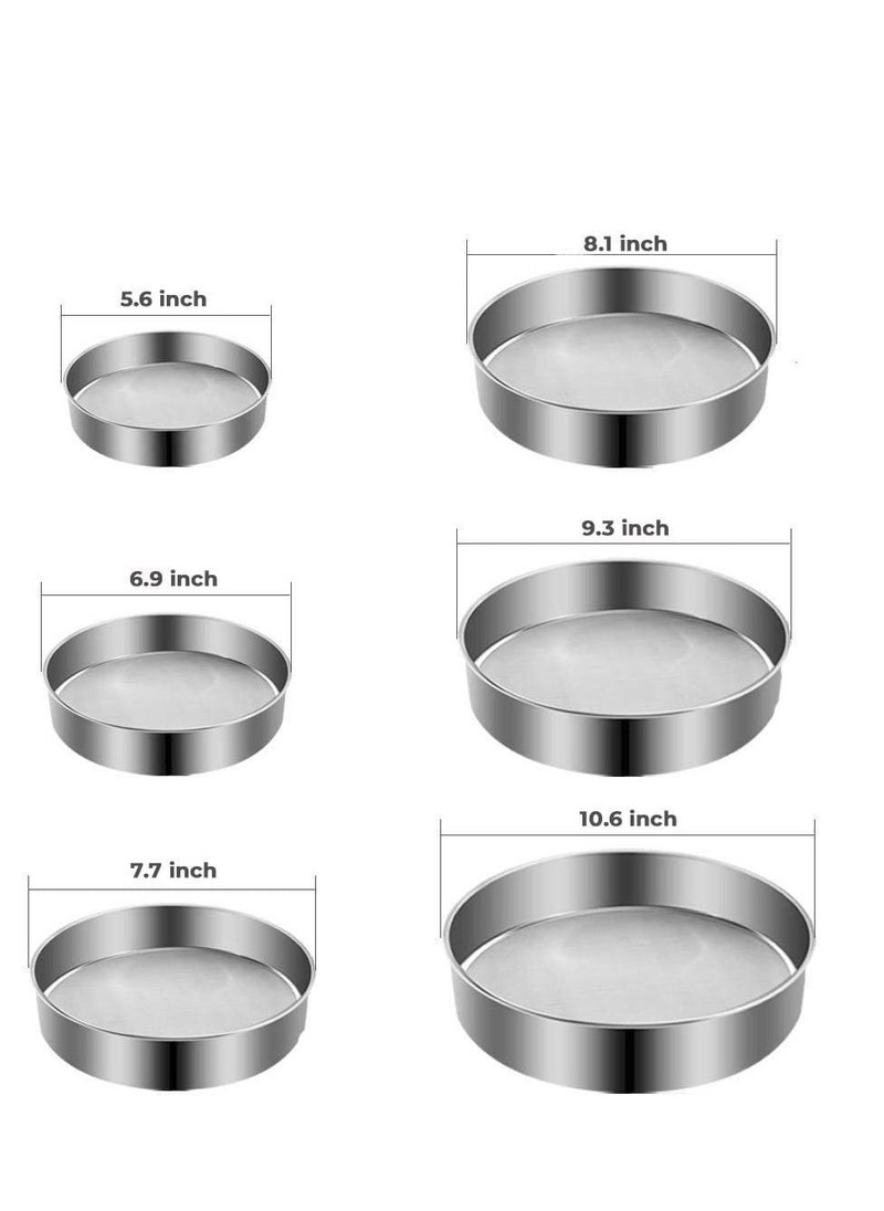 MARKQ Flour Sieve, Set of 6 Stainless Steel Fine Mesh Sifter for Baking Cooking Icing Sugar Strainer, 5.6 Inch, 6.9 Inch, 7.7 Inch, 8.1 Inch, 9.3 Inch, 10.6 Inch  - Image 2
