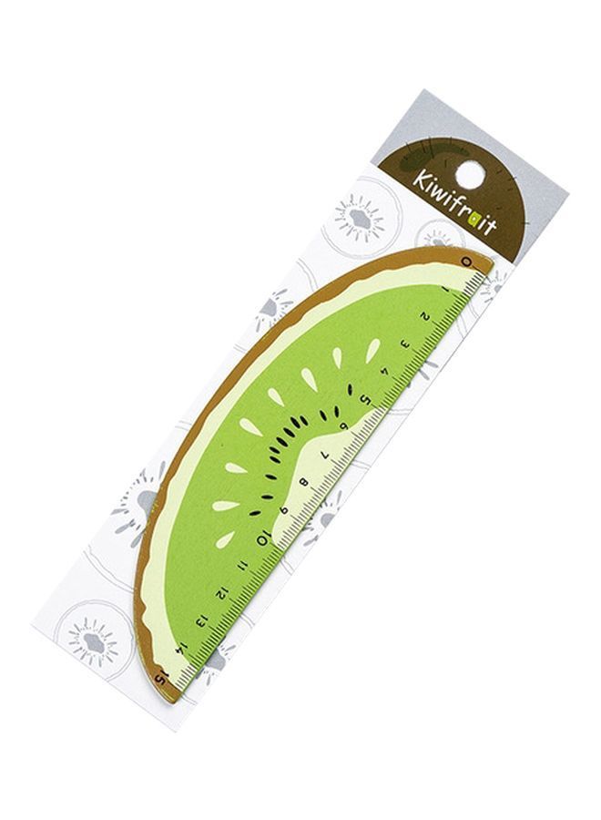 NIBEMINENT Kiwi Shaped Wooden Straight Ruler Green/Brown 