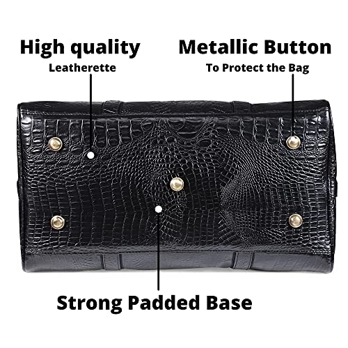 ZAINTO Unisex Textured Leatherette Stylish 35 Liter Cabin Bags for Travelling in Flight 7kg Latest Travel Leather Duffle Bag for Men and Women (Black) 47 cm - Image 5