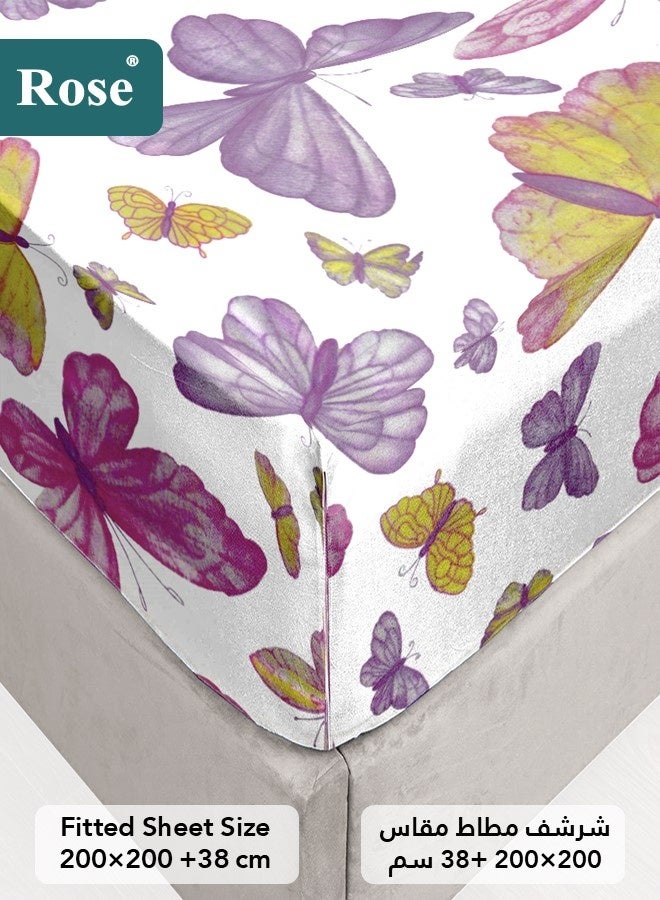 Rose Floral Comforter Set, High Quality Microfiber, 6 Pieces, Fits 200x200 cm Double Size Bed, Soft Cooling Breathable, Stylish Printed Elegance, King Size Comforter, Lilac Butterflies - Image 4