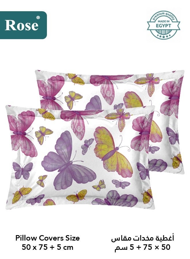 Rose Floral Comforter Set, High Quality Microfiber, 6 Pieces, Fits 200x200 cm Double Size Bed, Soft Cooling Breathable, Stylish Printed Elegance, King Size Comforter, Lilac Butterflies - Image 5