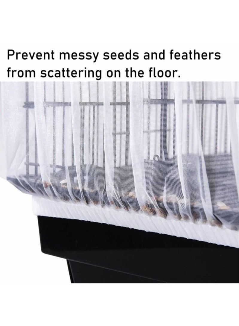 Geustos Bird Cage Seed Catcher Adjustable Bird Cage Net Cover Birdcage Seed Feather Catcher Soft Skirt Guard Birdcage Nylon Mesh Netting for Parrot Parakeet Macaw Round Square Cages Prevent Scatter and Mess - Image 4