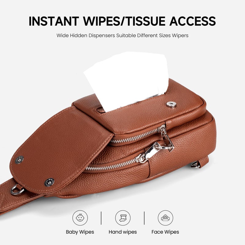 befen Genuine Leather Sling Bag for Women Anti Theft Crossbody Bag RFID Blocking Sling Crossbody Bag for Travel with Card Slots and Adjuatable Wipe Strap Soft Small Crossbody Purse for Daily Brown - Image 4