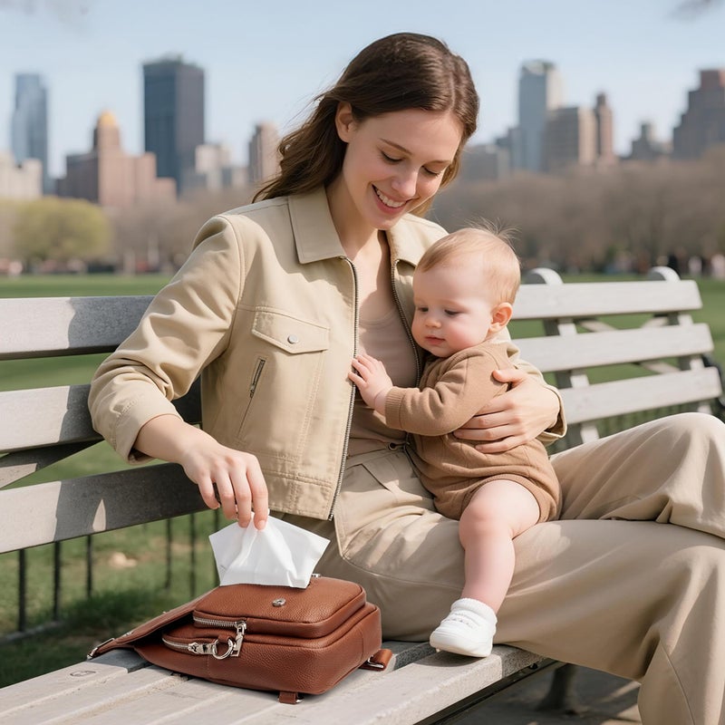 befen Genuine Leather Sling Bag for Women Anti Theft Crossbody Bag RFID Blocking Sling Crossbody Bag for Travel with Card Slots and Adjuatable Wipe Strap Soft Small Crossbody Purse for Daily Brown - Image 2