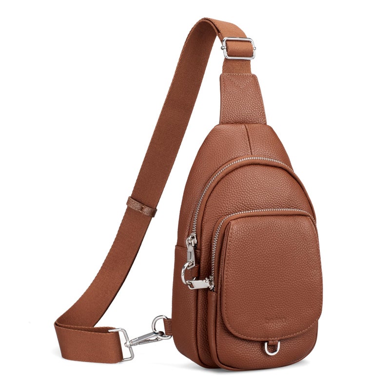 befen Genuine Leather Sling Bag for Women Anti Theft Crossbody Bag RFID Blocking Sling Crossbody Bag for Travel with Card Slots and Adjuatable Wipe Strap Soft Small Crossbody Purse for Daily Brown - Image 1