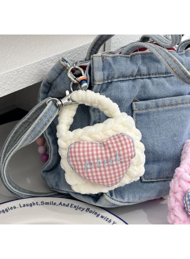 Cartoon Sanrio Kitty Coin Purse Pendant Keychain Backpack Hanging Ornaments Stall Small Jewelry Headset Bag Hanging Ornaments-Color:Love-wool Bag White - Image 1