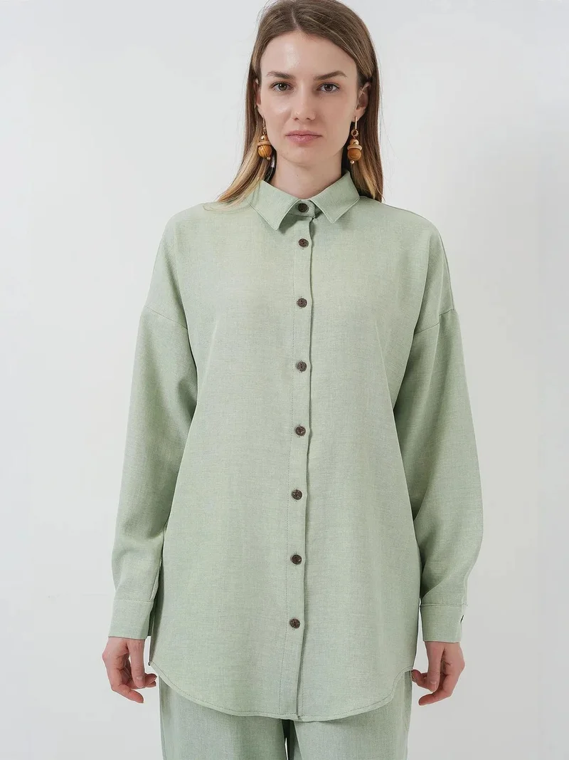 BIG DART BDART Linen Blend Long Sleeve Shirt and Pants Co-ord Set