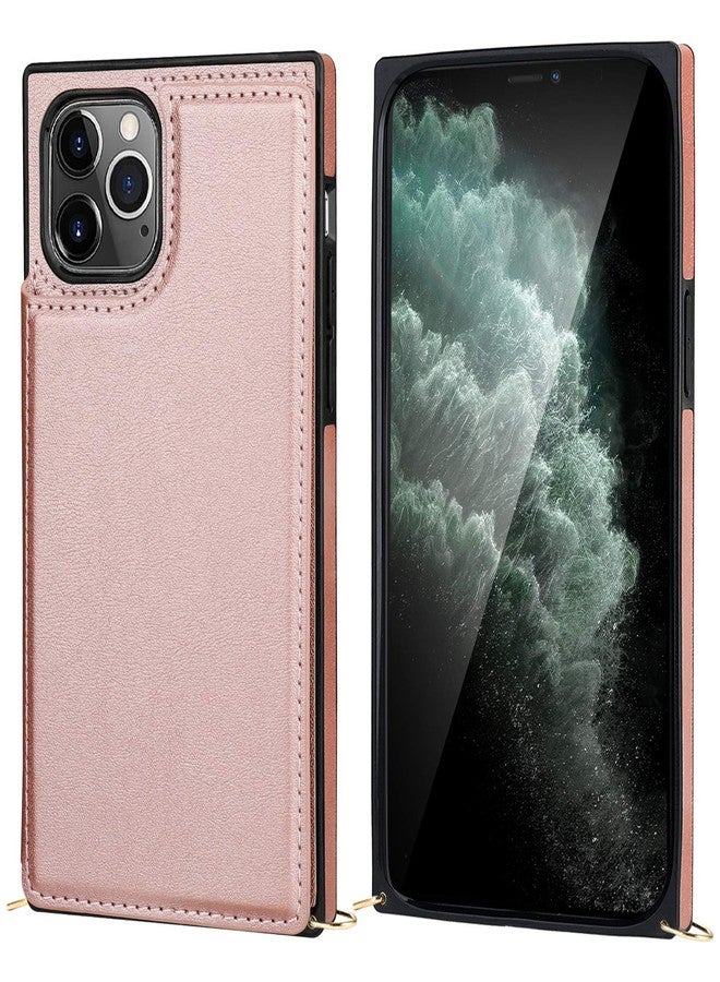 Bocasal Crossbody Wallet Case for iPhone 11 Pro Max Credit Card Holder PU Leather Kickstand Shockproof Detachable Cross Body Strap Lanyard Magnetic Closure 6.5 inch(Rose Gold) - Image 3