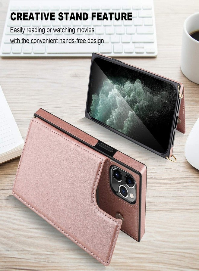 Bocasal Crossbody Wallet Case for iPhone 11 Pro Max Credit Card Holder PU Leather Kickstand Shockproof Detachable Cross Body Strap Lanyard Magnetic Closure 6.5 inch(Rose Gold) - Image 5