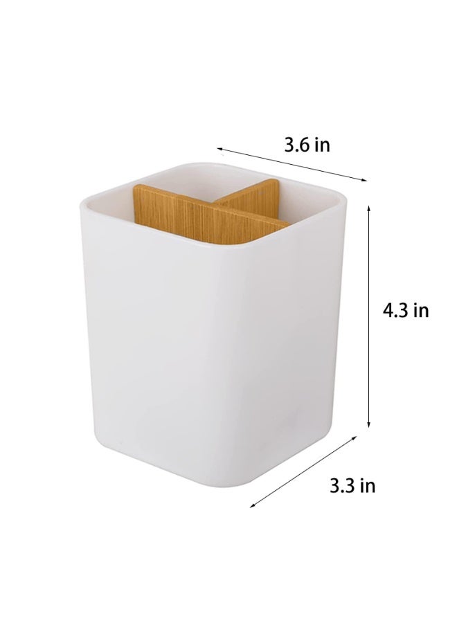 Hayat Comfort Toothbrush Holder for Bathrooms, 3 Slots Toothbrush and Toothpaste Holder Bathroom Counter Organizer for Electric Toothbrushes, Floss, Razors - White  - Image 2