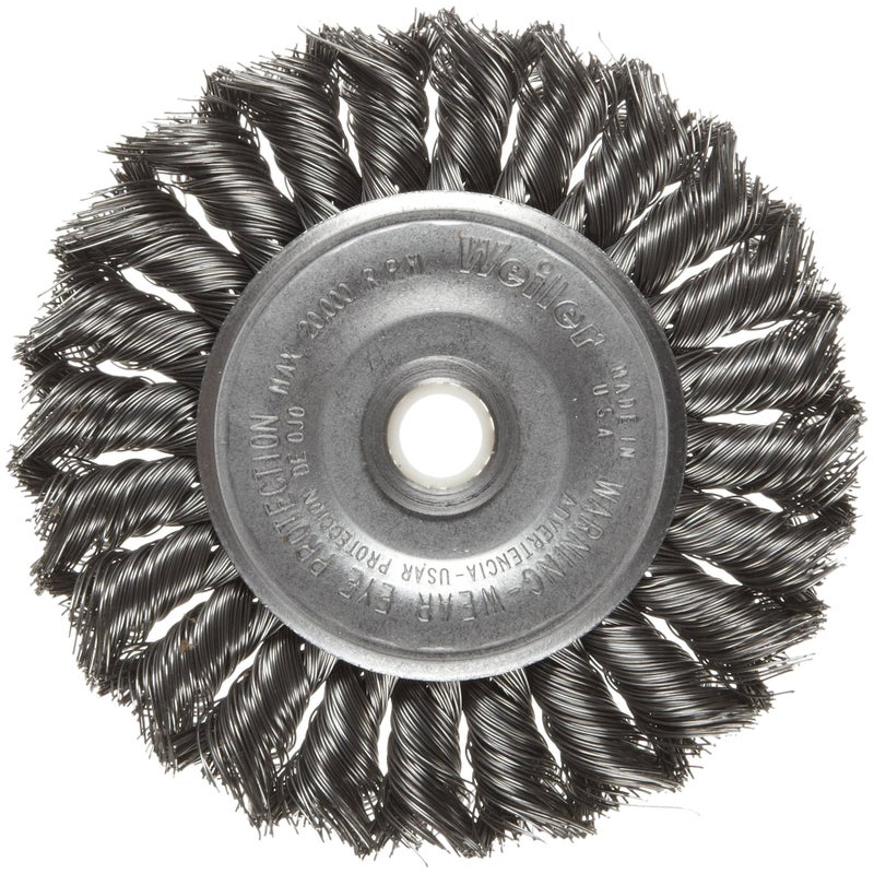Weiler 08044 4" Standard Twist Knot Wire Wheel, .014" Steel Fill, 1/2"-3/8" Arbor Hole, Made in the USA - Image 5