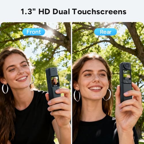 SJCAM كاميرا SJCAM C300 المحمولة للسفر، 4K، 7 ساعات طاقة، تسجيل فيديو بزاوية رؤية واسعة 154°، تثبيت 6 محاور، كاميرا جسم بشاشة لمس مزدوجة، مقاومة للماء حتى 30 متر، بث مباشر على يوتيوب، بطاقة 64G سوداء - Image 3