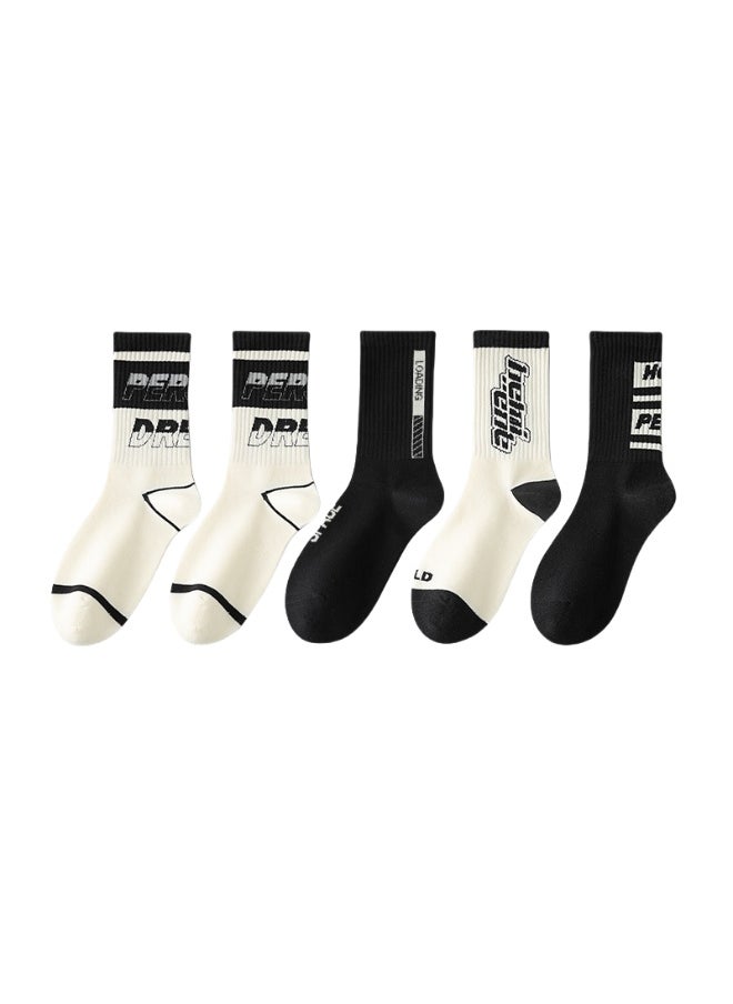 KUYING Fashion Anti Slip Breathable Sports Socks Five Piece Set 