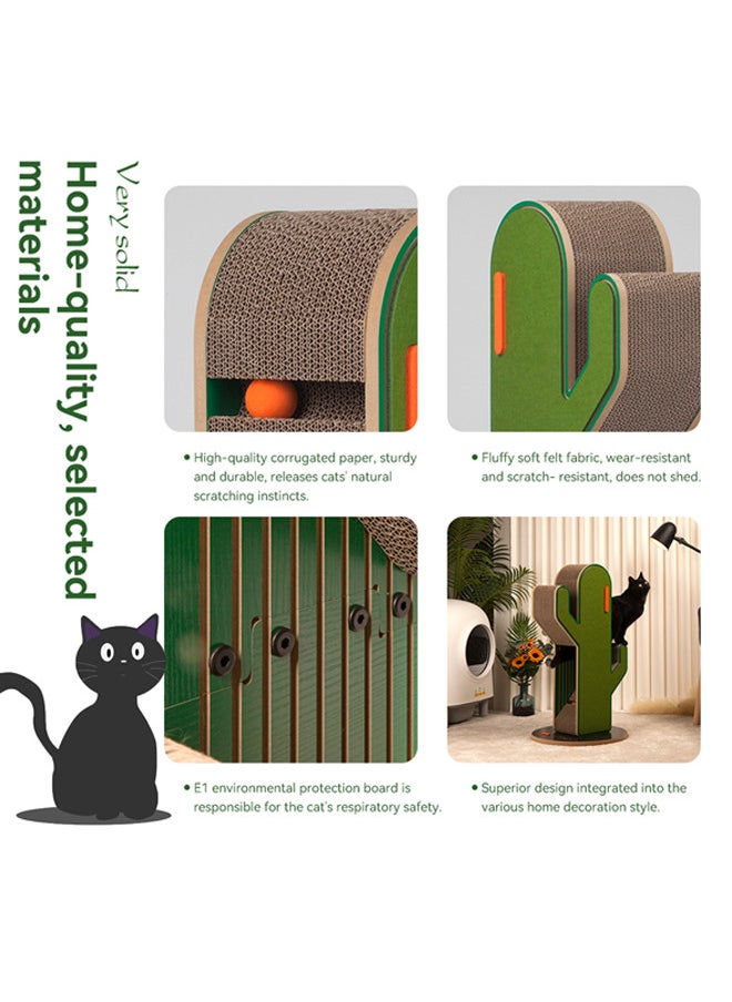 New Cat Scratcher, Vertical Double Layer Rolling Cat Scratching Post with Colorful Balls Cat Nest(Cactus (80 * 45 * 45cm))