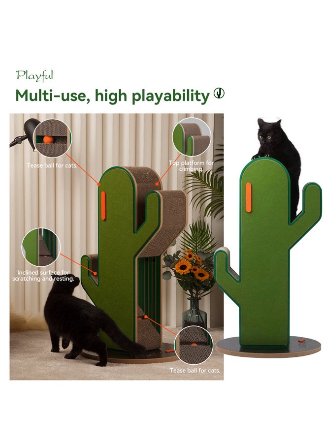New Cat Scratcher, Vertical Double Layer Rolling Cat Scratching Post with Colorful Balls Cat Nest(Cactus (80 * 45 * 45cm))