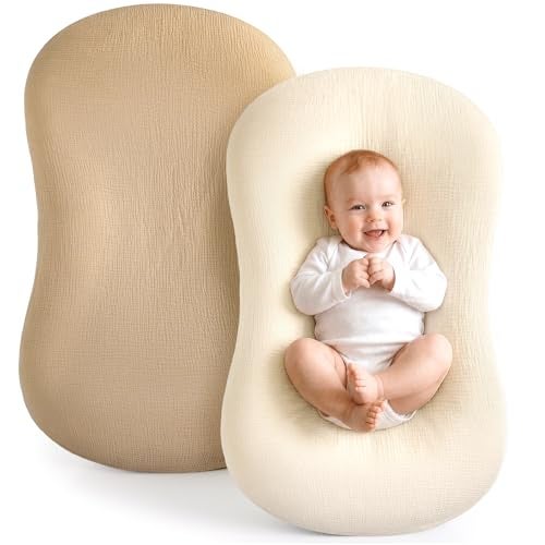 Termichy Baby Lounger Cover Muslin: Soft Cotton Slipcover for Snuggle Me Lounger - Removable & Machine Washable for Daily Use - Zipper-Free & Skin-Friendly for Newborn Girls and Boys - Image 1