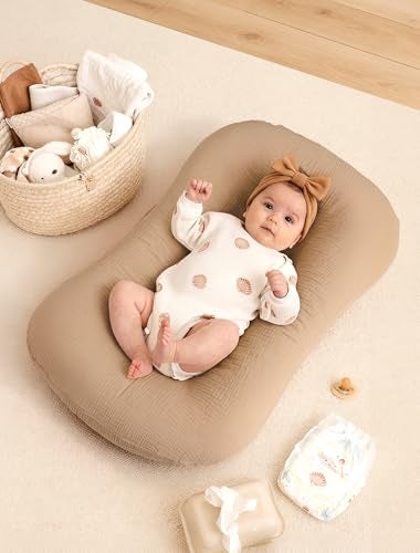 Termichy Baby Lounger Cover Muslin: Soft Cotton Slipcover for Snuggle Me Lounger - Removable & Machine Washable for Daily Use - Zipper-Free & Skin-Friendly for Newborn Girls and Boys - Image 2