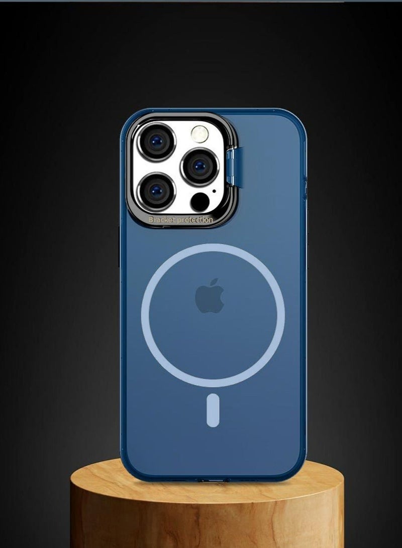 TEAM LUXURY iPhone 15 Pro Max Case Cover Built-in Camera Ring Magnetic Mobile Phone Holder Stand Translucent Matte Comfortable Hold Shockproof Protective MagSafe Back Cover for Apple iPhone 15 Pro Max  - Image 4